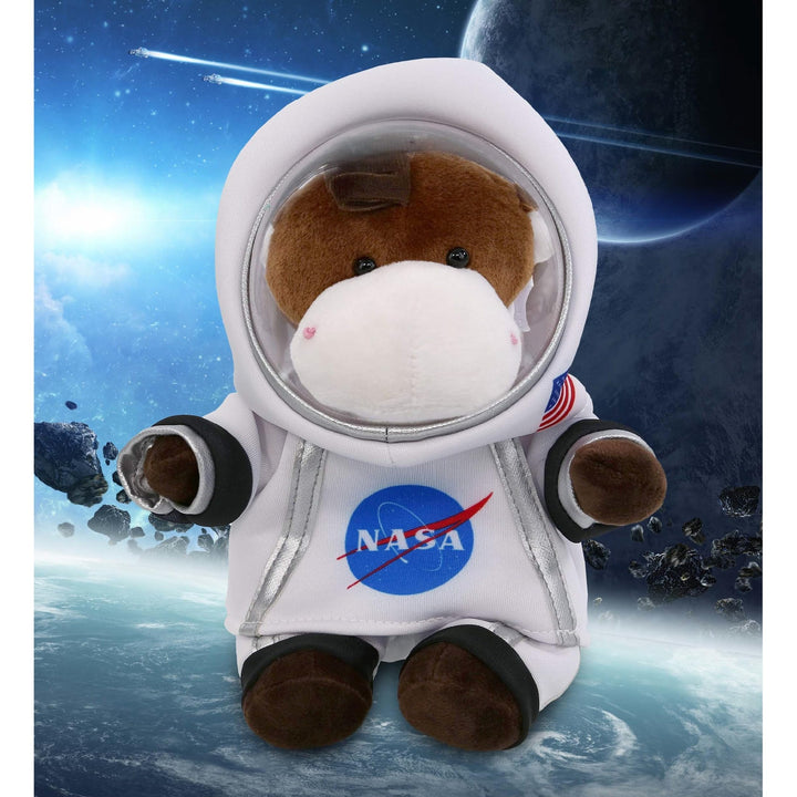 Horse Astronaut Plush Toy with Space Helmet and Suit 6 Inches Brown