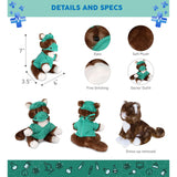 Brown Cat Doctor Plush with Cute Scrub Uniform and Cap Outfit 7 Inches