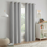 Eclipse Kids Blackout Curtains, Chambray Solid 100% Blackout Curtains with Metal Grommets, 84 in x 40 in, Thermaback Curtains for Kids Room or Playroom, 1 Window Curtain, Grey