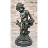 Small Child Girl Toddler Holding Basket of Grapes nze Sculpture