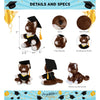 Brown Cat Graduation Plush Toy with Gown and Cap Tassel 7 Inches White