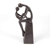 Mother and Child Tender Embrace Cast Iron Sculpture Brown Bronze