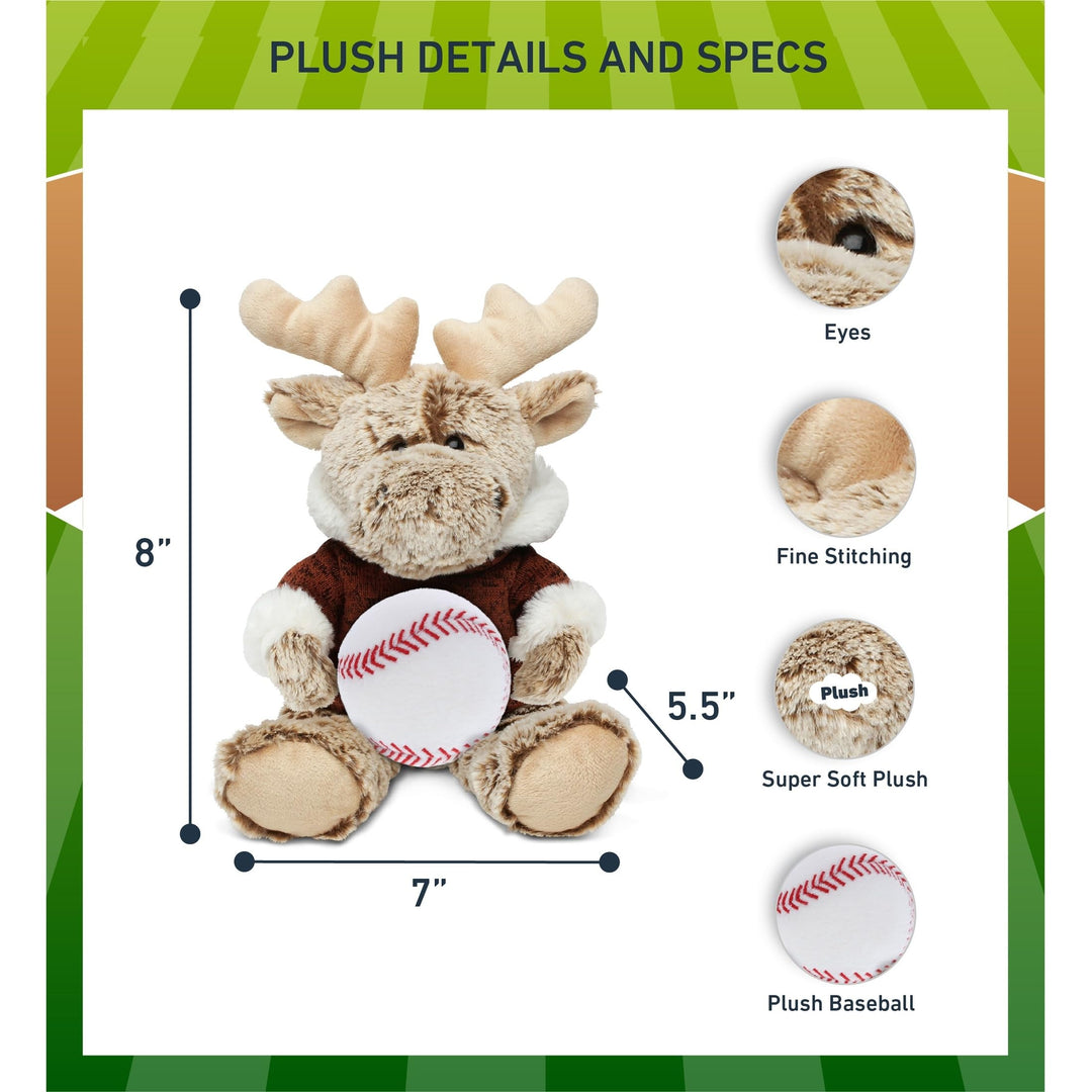 Sitting Moose with Brown Hooded Sweater Baseball Plush 8 Inches