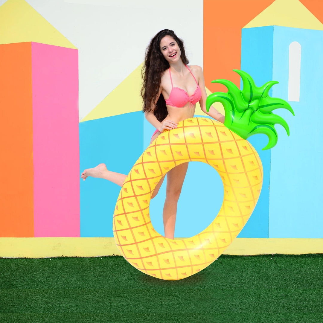 72" Yellow Pineapple Inflatable Tube Ring Swimming Pool