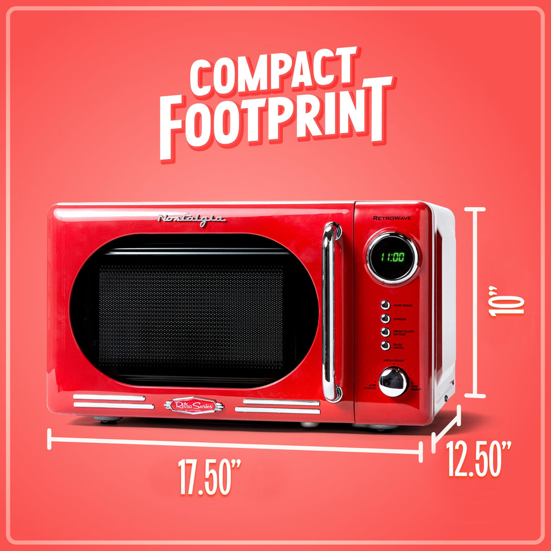 Nostalgia Retro Compact Countertop Microwave Oven 0.7 Cu. Ft.