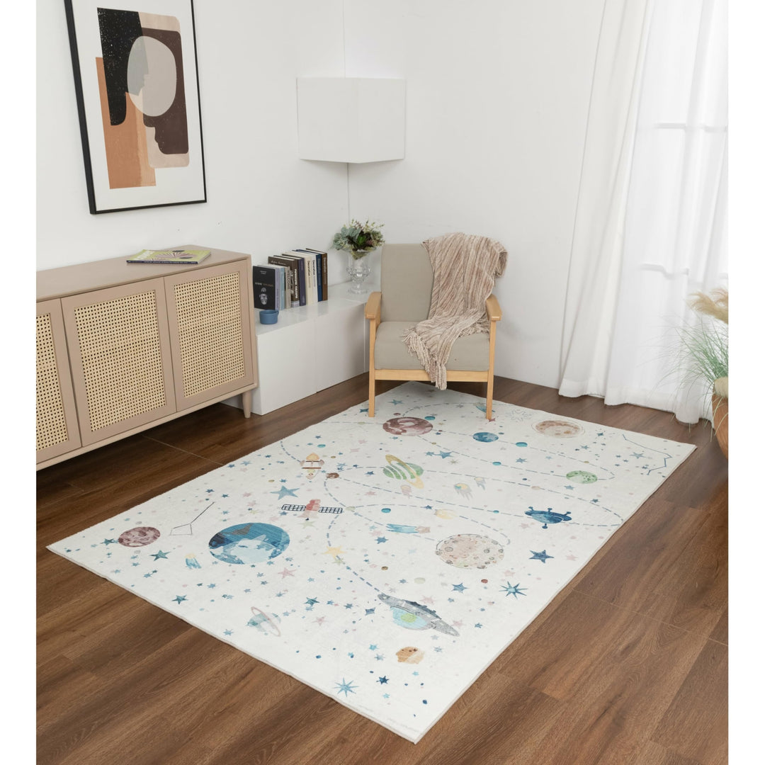 Kids Collection Galactic Adventures Space Themed Area Rug 5'x'7' 5'