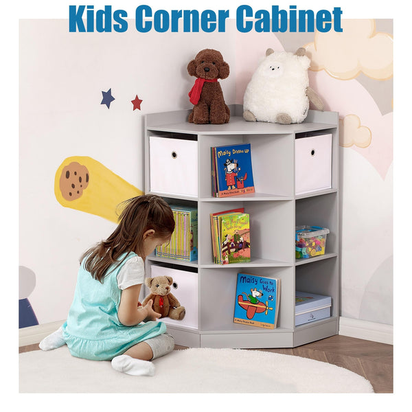 Kids Corner Cabinet Grey Modern Contemporary MDF