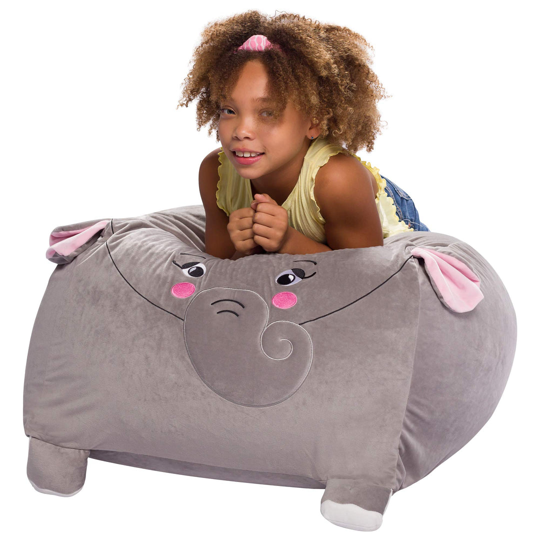 Stuffed Animal Storage Bean Bag Chair Cover only for Kids, Toy Holder