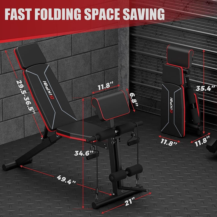 Weight Bench Adjustable Foldable 7 Positions Capacity Full Body