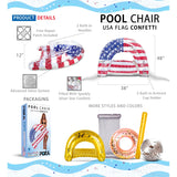 Inflatable USA Flag Pool Float Chair with Sparkle Confetti 48Ã-38 Inch