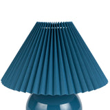 Nourison 13" Ceramic Round amp with Pleated Shade for Bedroom