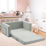 Kids Fold Out Couch 2-in-1 Children Convertible Sofa to Lounger Grey