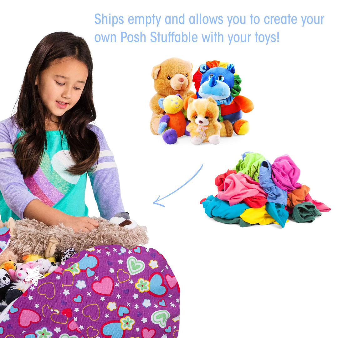 Posh Creations Stuffable Kids Stuffed Animal Storage Bean Bag Chair