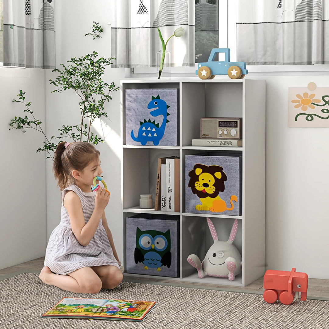 Children's Toy Organizer Storage with 3 Bins and Cute Animal Design