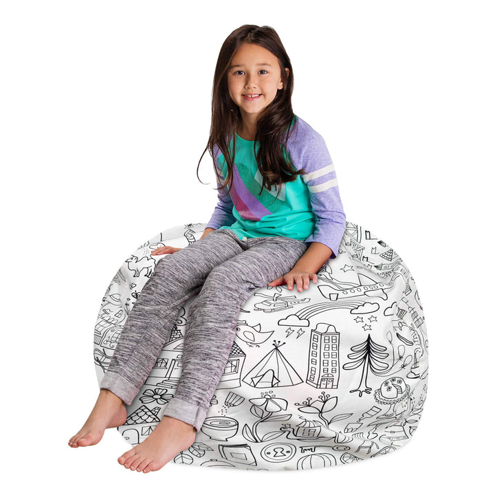 Posh Creations Stuffable Kids Stuffed Animal Storage Bean Bag Chair