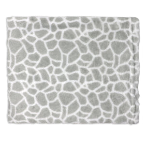 Giraffe Print Plush Baby Blanket Grey Animal Neutral Jungle Polyester