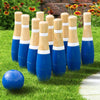 8-inch Wooden Lawn Bowling Set - Blue 8 Inches