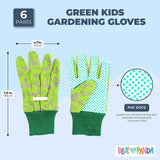 Kids Work Gloves Ages 3-6 (Green 6 Pairs) Green