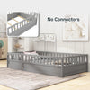 Wooden Children's Floor Bed Twin Size Kids Mother Child Grey Modern