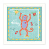 Aqua Blue Baby Monkey White Framed Print Wall Art