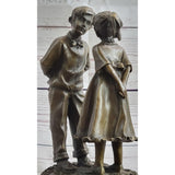 First Kiss Love Romance Children Bronze Sculpture Figure On Heart