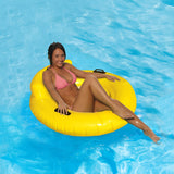 43" Yellow Bubble Seat Inflatable Swimming Pool Float Plastic