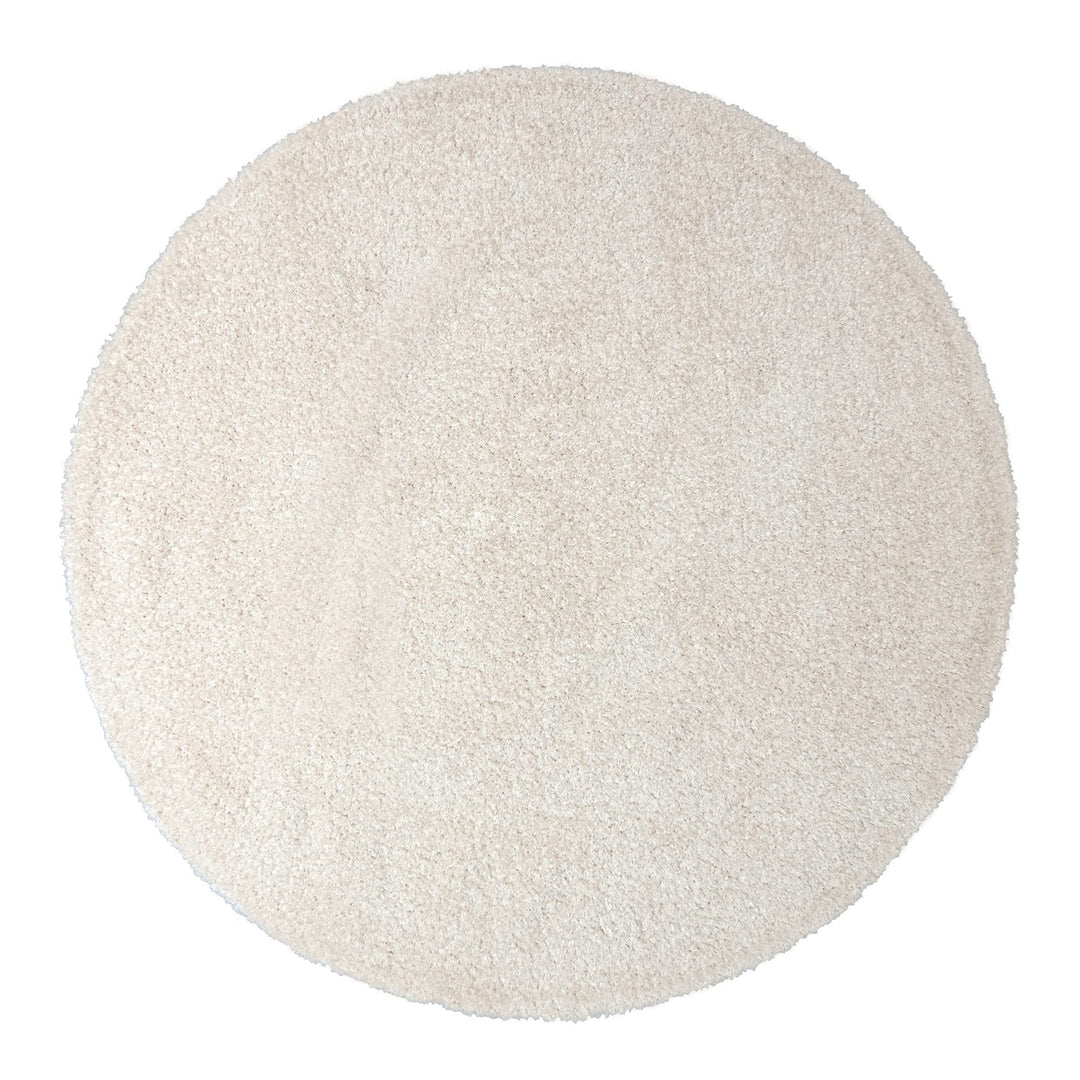 Gertmenian Air Shag Fresh Collection , Classic Plush Microfiber Shag Rug , Bedroom Nursery Living Room Dining Room Dorm Room , 6x6 Ft Round, Solid, Ivory White, 18585