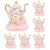 6 Pack Floral Teapot Honeycomb Decorations for Kids Birthday Garden Tea Party Centerpieces Tables 9.8 X 11 in Multi Color Paper