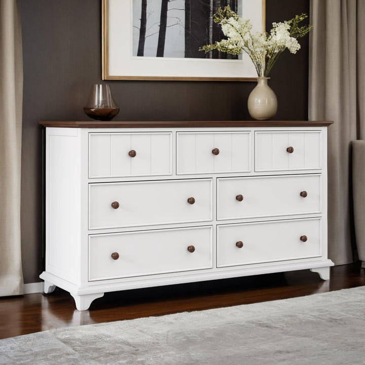 7 Drawer Dresser Wooden Captain for Bedroom Organizer Chest of Drawers