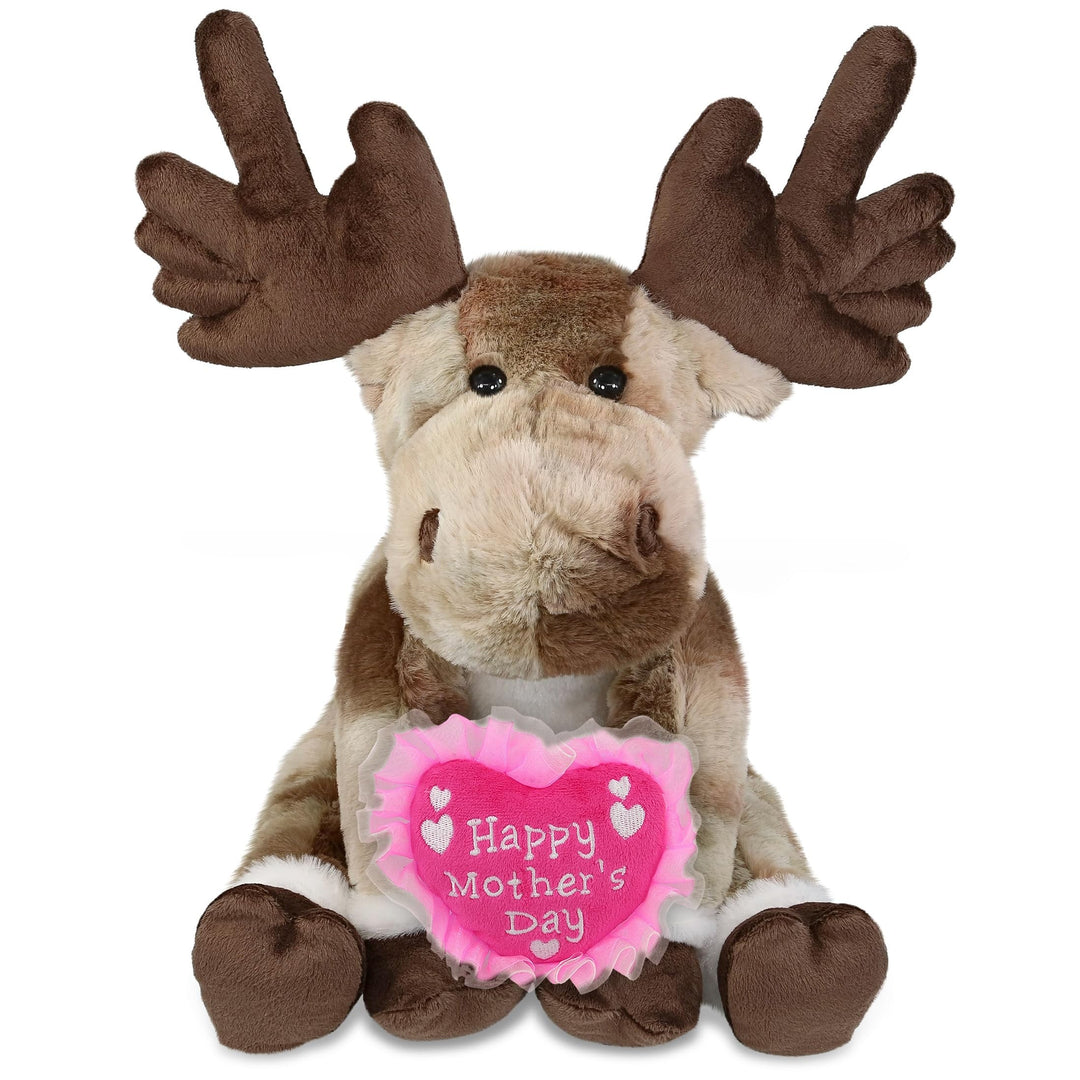 Plush Forest Floppy Moose 10.5 Inches Brown Pink Polyester