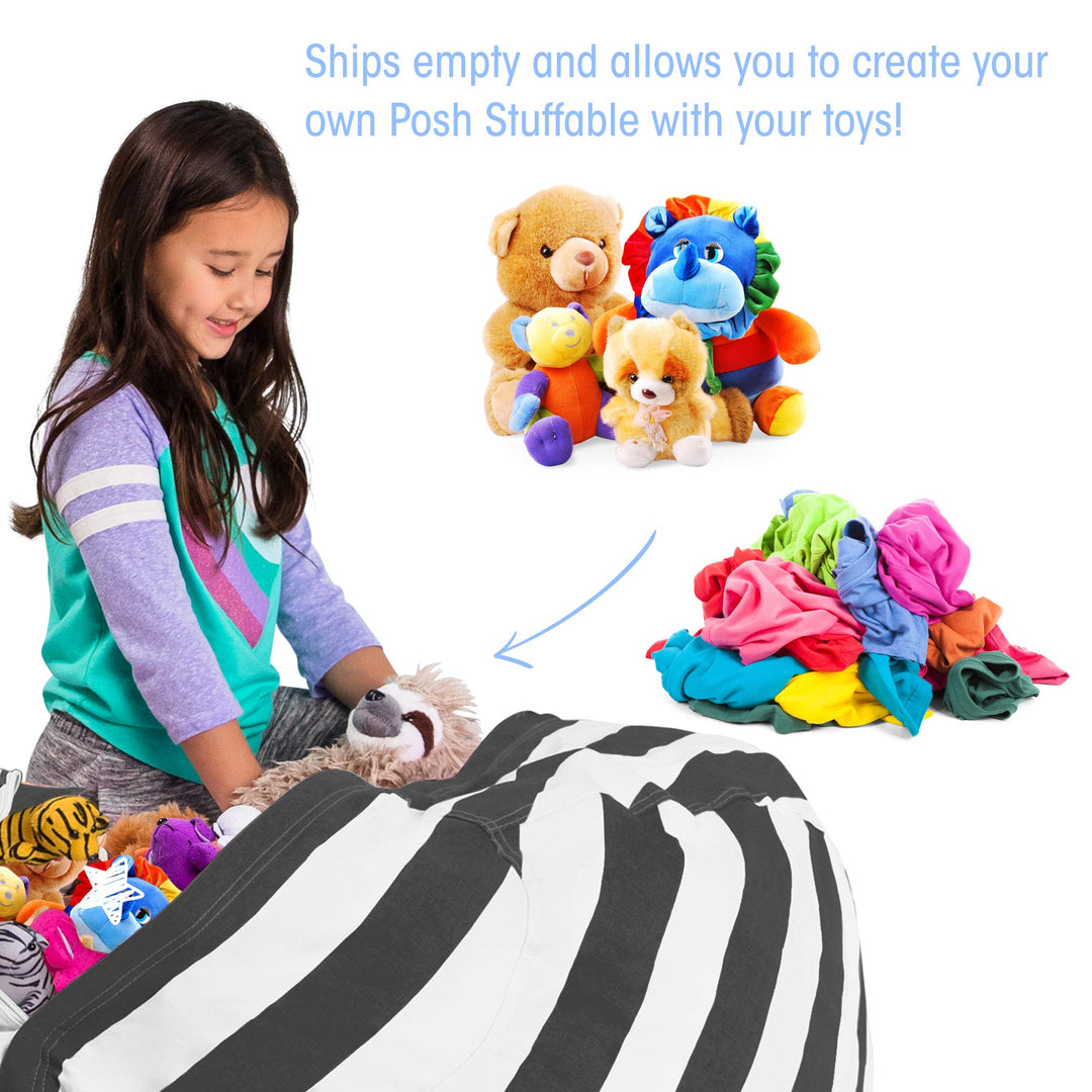 Posh Creations Stuffable Kids Stuffed Animal Storage Bean Bag Chair