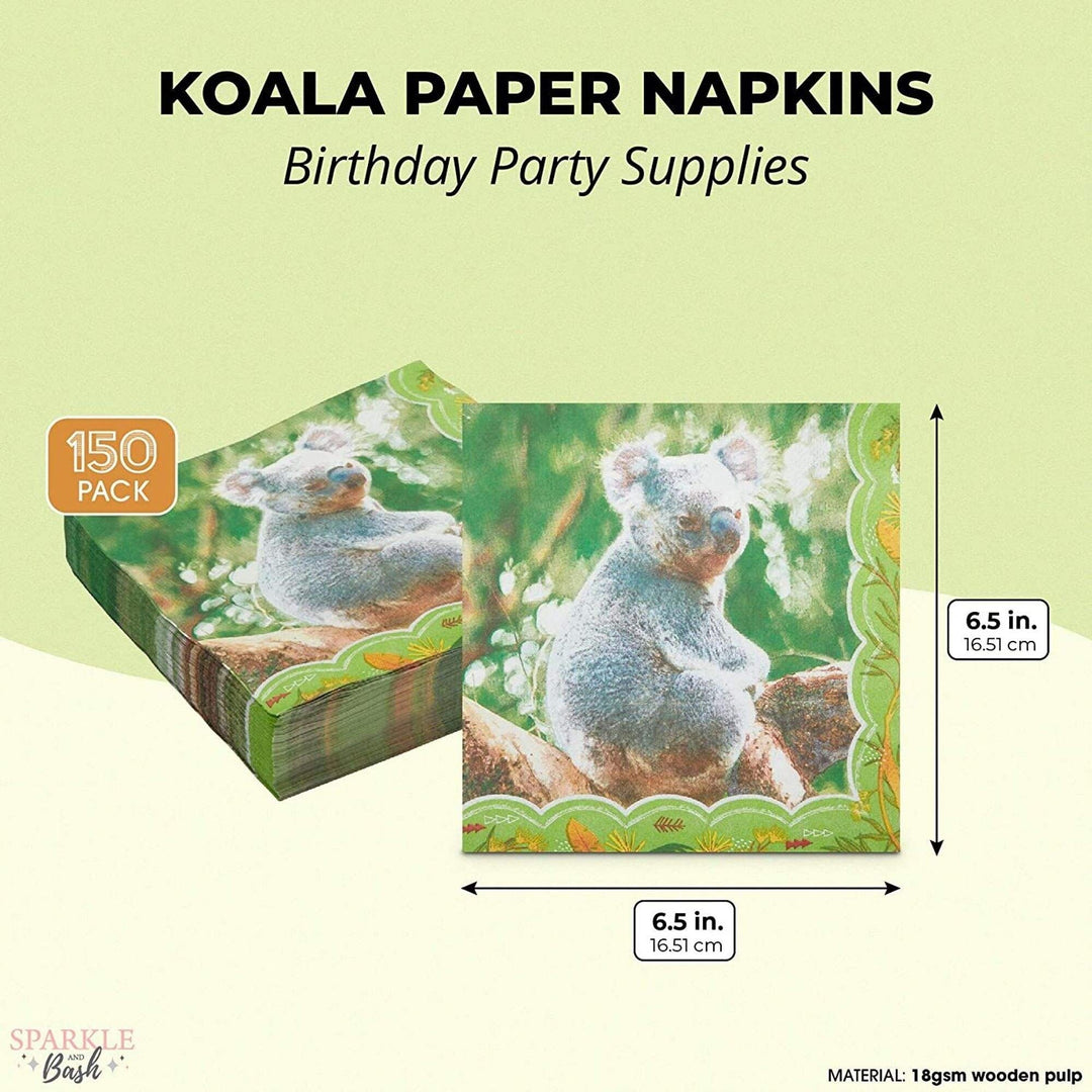 Koala Birthday Party Supplies Paper Napkins (6.5 in Pack) Multi