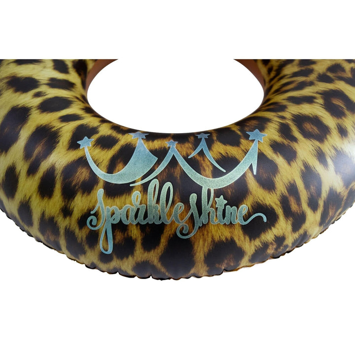 35" Inflatable Leopard Print Swimming Pool Inner Tube Brown