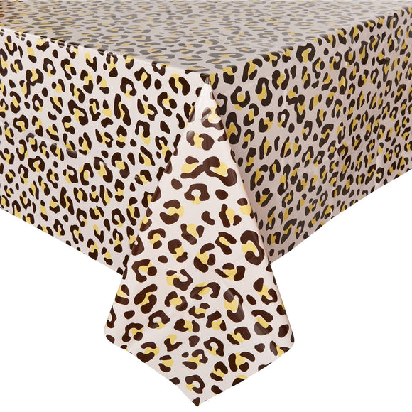 Cheetah Print Tablecloth Safari Birthday Party Supplies (54 X in 3 Pack) Multi Color Rectangle Vinyl