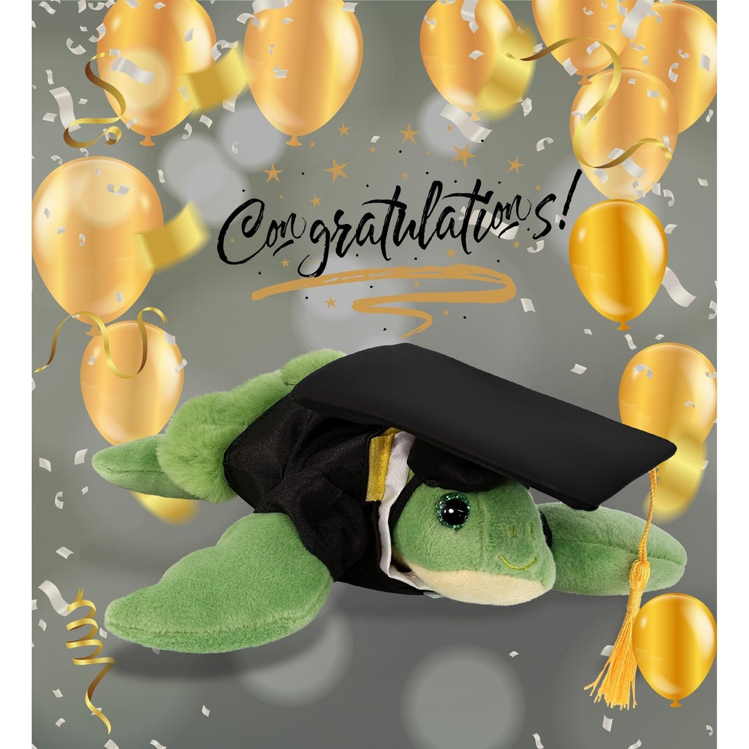 Green Sea Turtle Graduation Plush with Gown and Cap 6.5 Inches