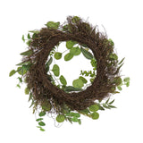 22" Eucalyptus and Baby's Breath Spring Wreath Green Traditional