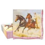 Pack Pink Horse Napkins Birthday Party Supplies for Girls (6.5 X 6.5 in) Brown Square Synthetic Fiber