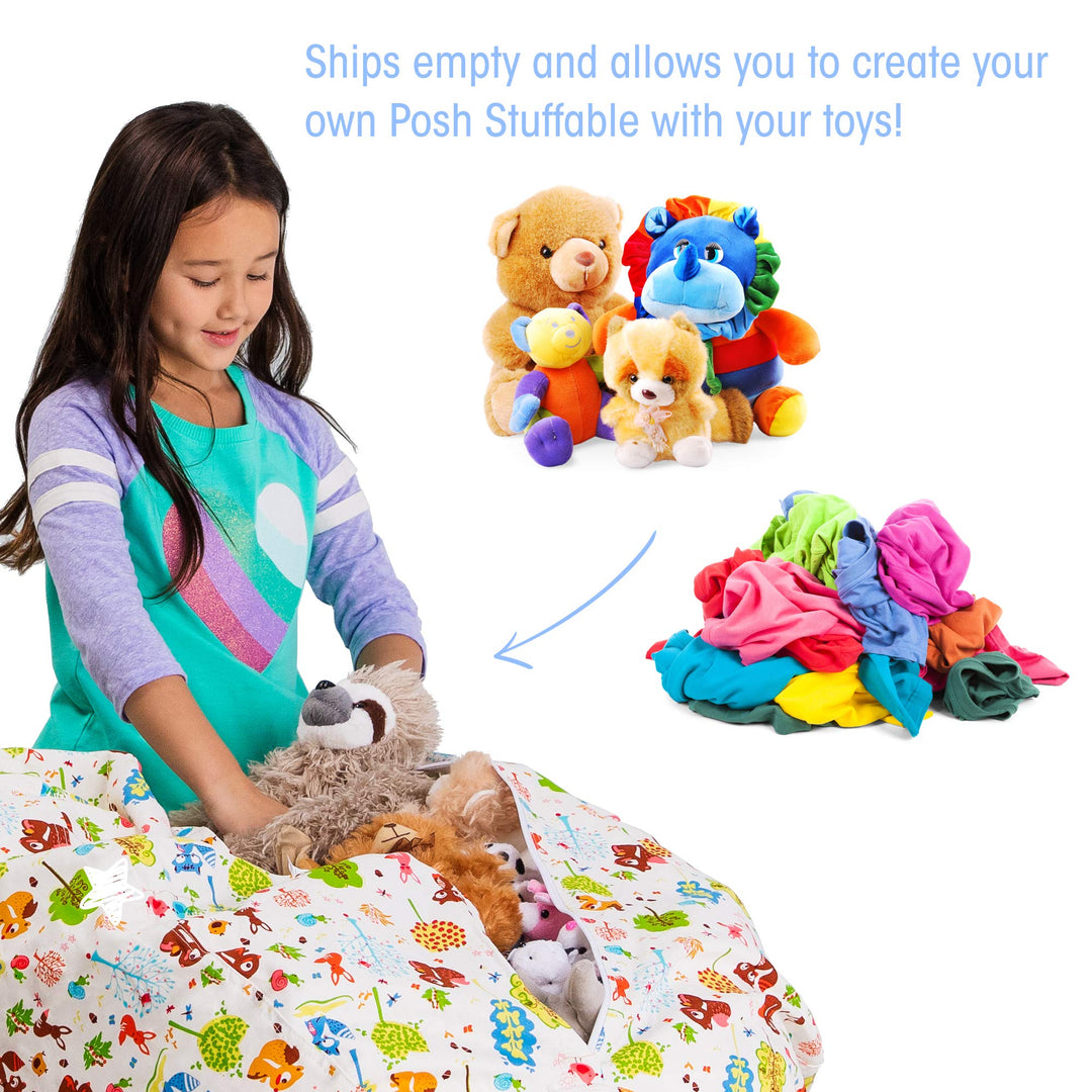 Posh Creations Stuffable Kids Stuffed Animal Storage Bean Bag Chair