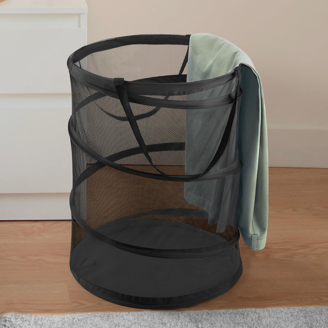 Smart n Pop-Up Spiral Laundry Hamper Bag Mesh - Collapsible