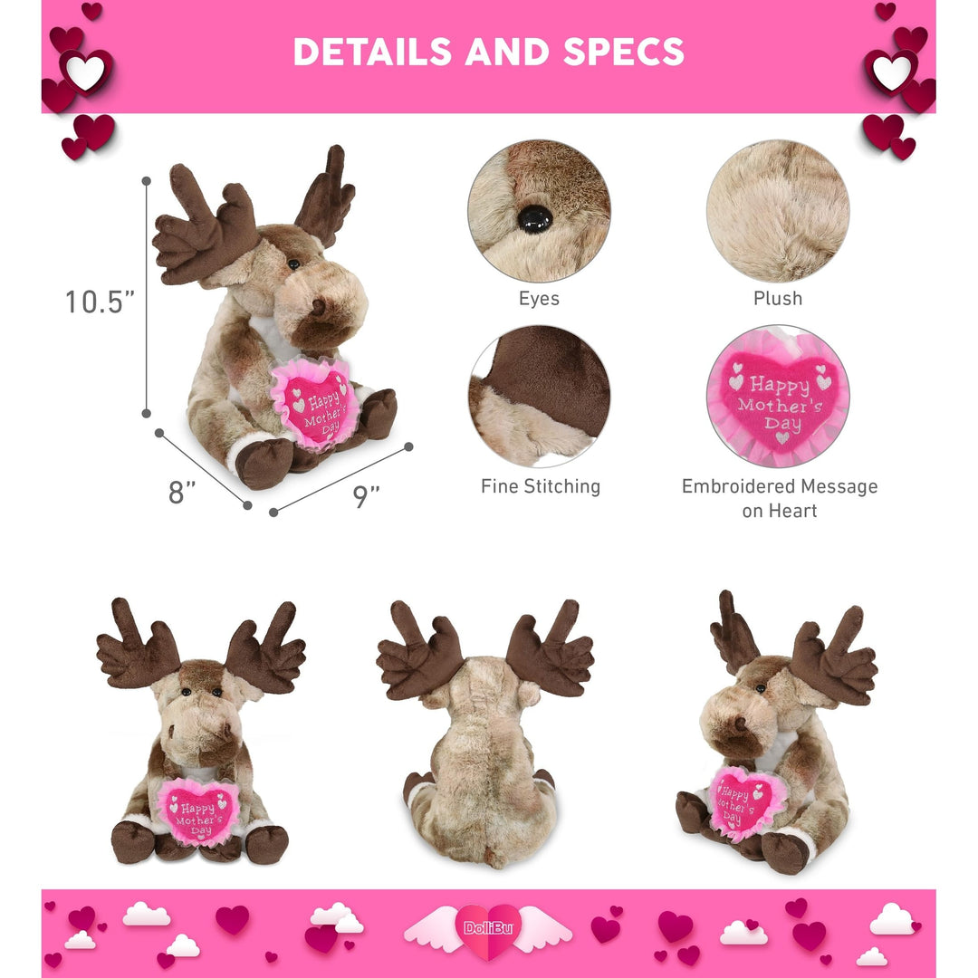 Plush Forest Floppy Moose 10.5 Inches Brown Pink