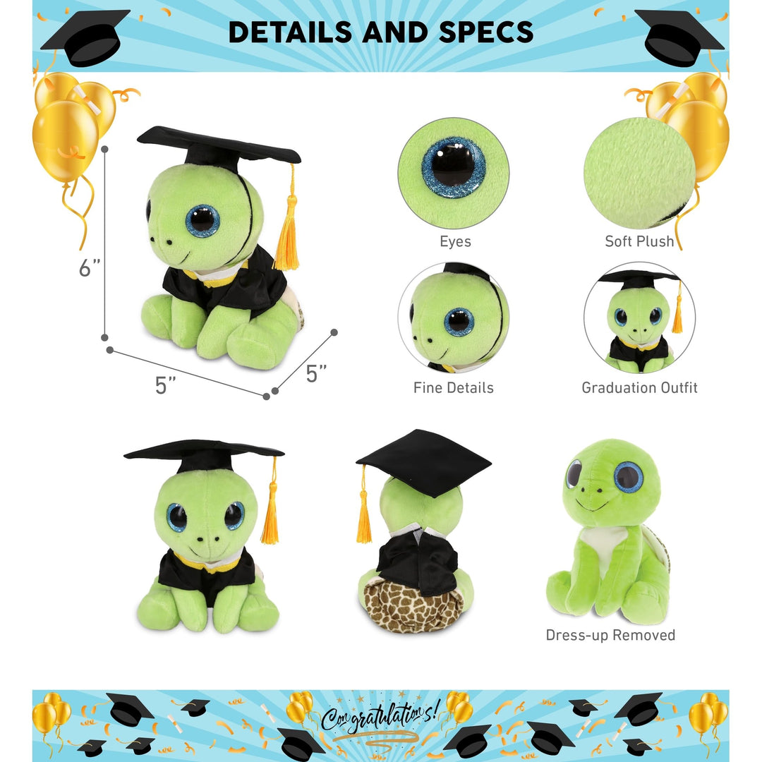 Sparkle Eyes Green Sea Turtle Graduation Plush W/Gown and Cap 10