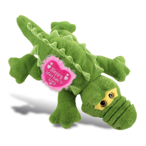 Soft Plush Large Green Alligator with Pink Heart 17 Inches Polyester