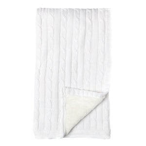 Baby Mode Signature White Cable-Knit Sherpa Blanket