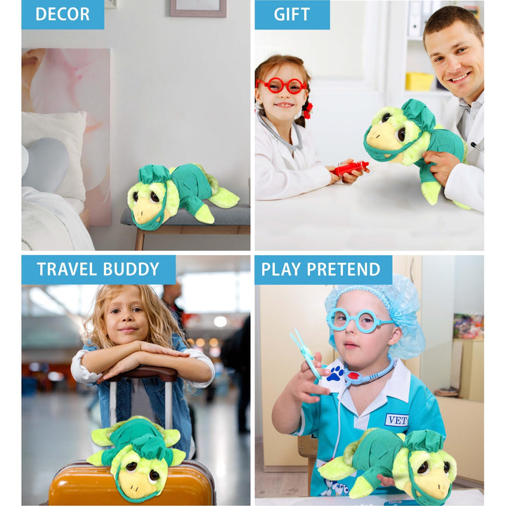 Green Sea Turtle Large Doctor Plush with Scrub Uniform and Cap 11