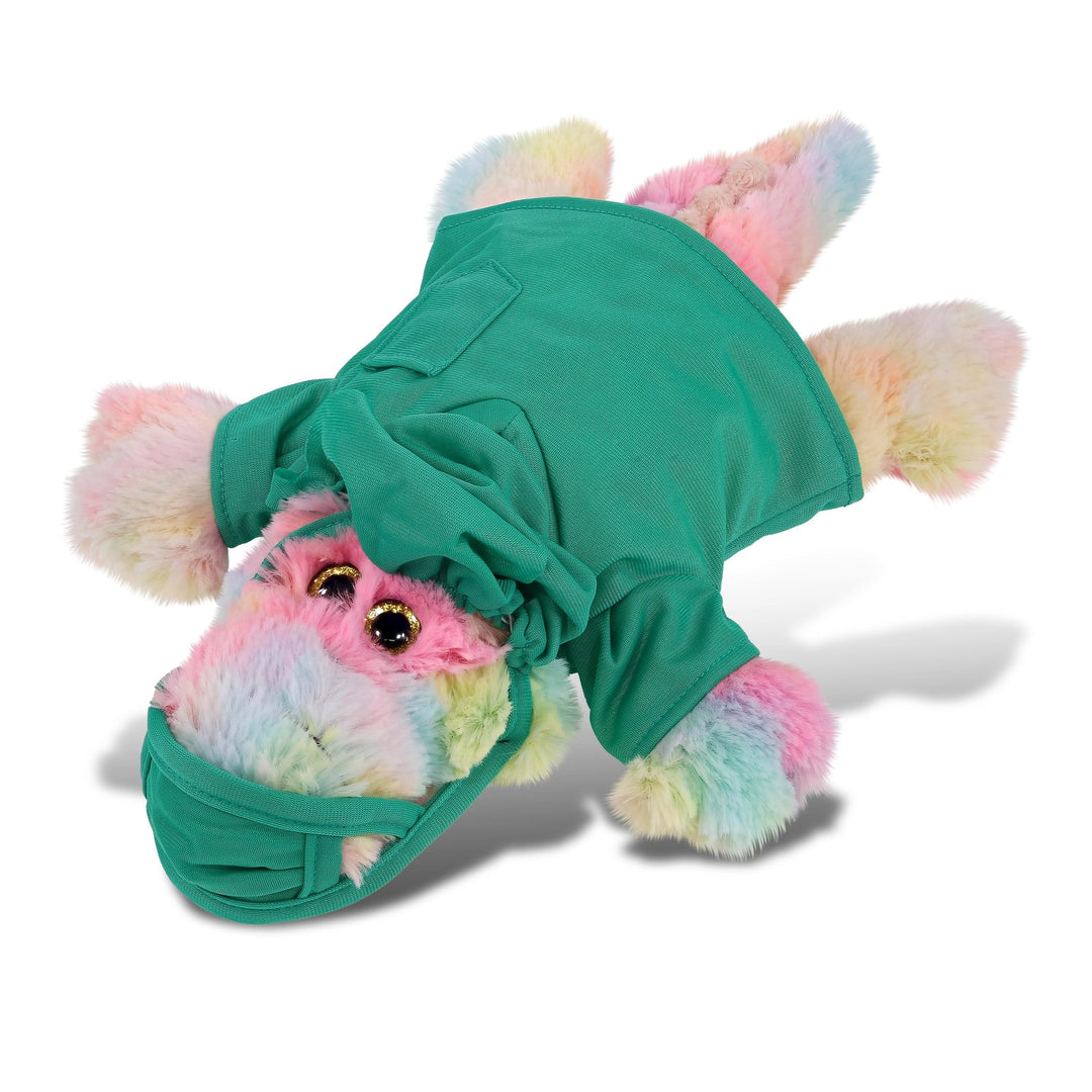 Rainbow Alligator Doctor Plush Toy with Scrub Uniform and Cap 12 Inches Multi Color Polyester