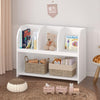 Kids Bookcase with 4 Compartments Storage Book Shelf Display Rack Toy Organizer for Children's Room White Modern Contemporary MDF Wood Finish