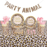 Safari Birthday Party Supplies Cheetah Animal Dinnerware and (Serves 24) Multi Color Square Synthetic Fiber