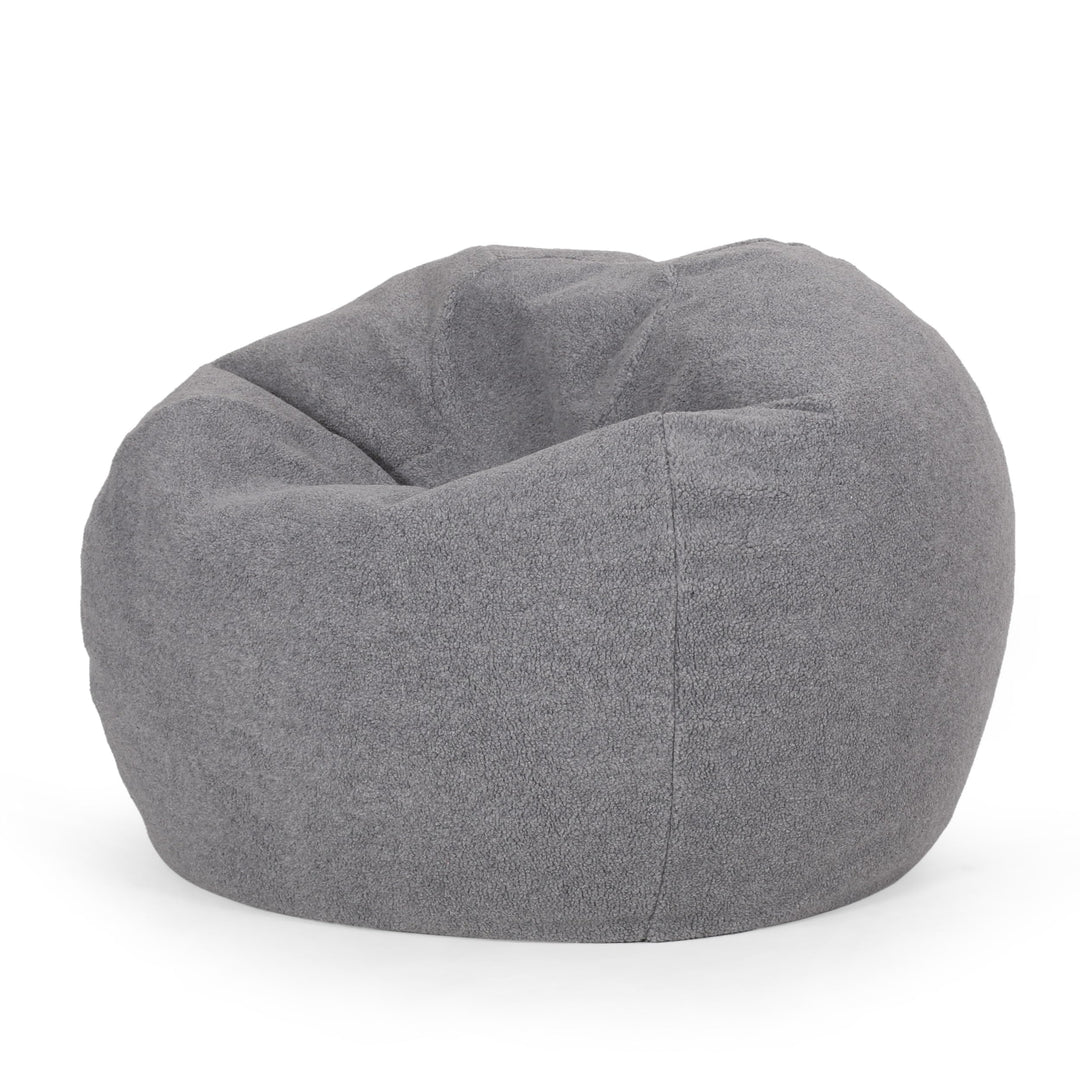 Rounded Bean Bag with Fabric for Dining Room Bedroom Etc Grey Modern Contemporary Handmade