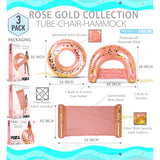 Rose Gold Inflatable Pool Floats Seating Bundle 3 Pieces Pack56 X 30 5 Inches Pink Plastic