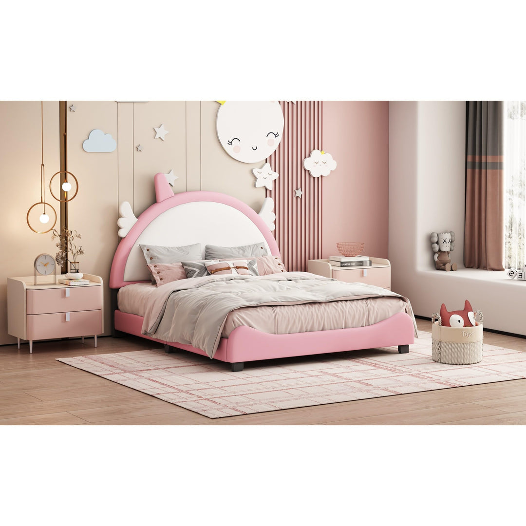 Kid-Friendly Design Full Size Bed Kids Pink Mid-Century Modern